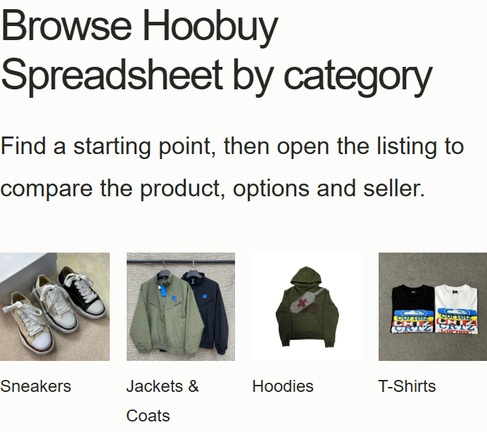 Product Atlas category browser showing named clothing and shoe categories